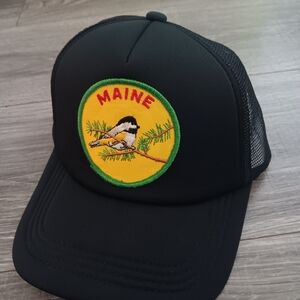 Black Trucker Hat with Maine Patch